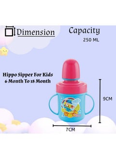 Nabhya Hippo Stainless Steel Baby Spout Sipper Cup For Kids Age 3 Months To 18 Months 250 Ml (Sky Blue)  - Image 3