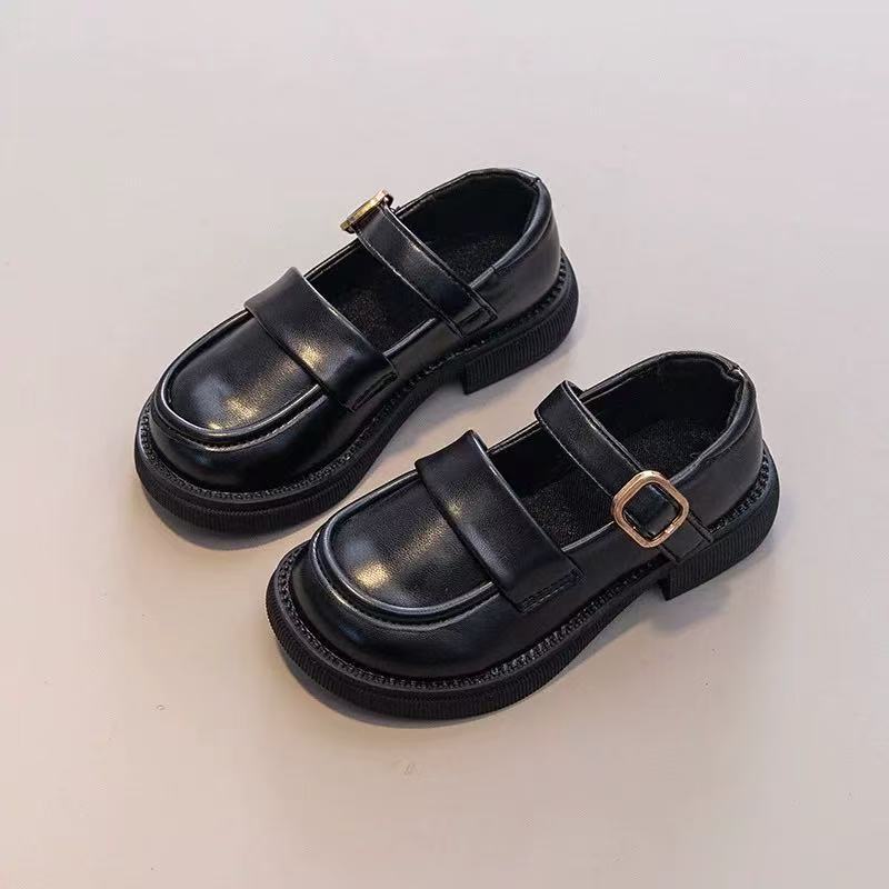 Genuine Leather Girls'' Black British-Style Leather Shoes 2025 Spring and Autumn New Children''s Performance Leather Shoes Little Girl Jk Princess Shoes - Image 1