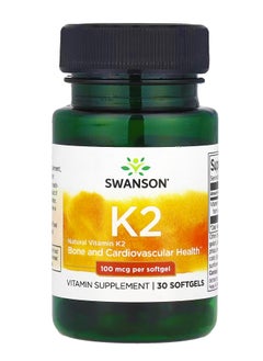 Natural Vitamin K2 100 mcg 30 Softgels