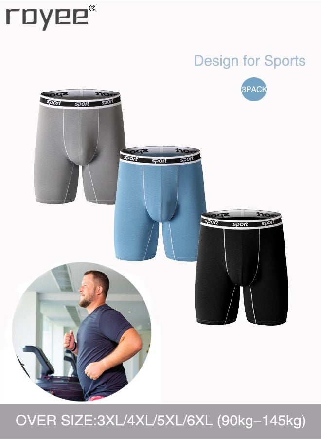 Royee - 3Pack Over Size Men's Underwear Modal Flat Corner Pants, Extended Fitness Underwear, Breathable and Non stuffy - Image 1
