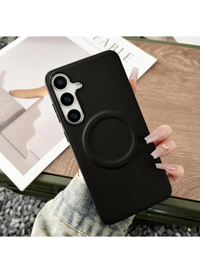 S-TOP Case For Samsung Galaxy S25 5G Magsafe Magnetic Plain Leather Phone Case