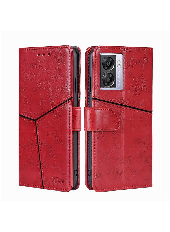 اس-توب جراب هاتف OPPO K10 5G العالمي المصنوع من الجلد بخياطة هندسية - Image 1