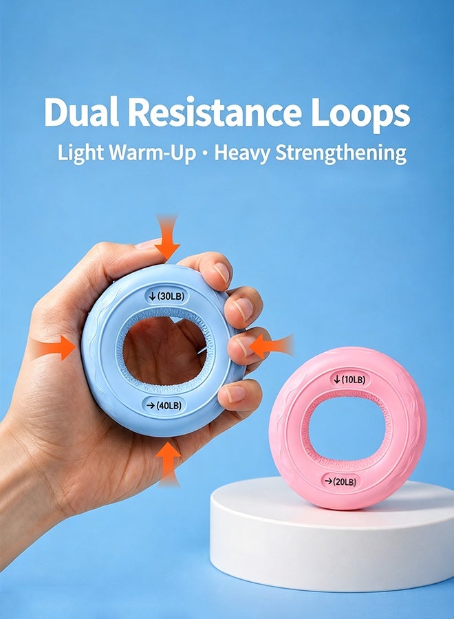 ZHONGOU Silicone Hand Grip Strengthener Ring Dual Resistance 20‑30LB Hand Exerciser for Finger Wrist Forearm Training - Image 2