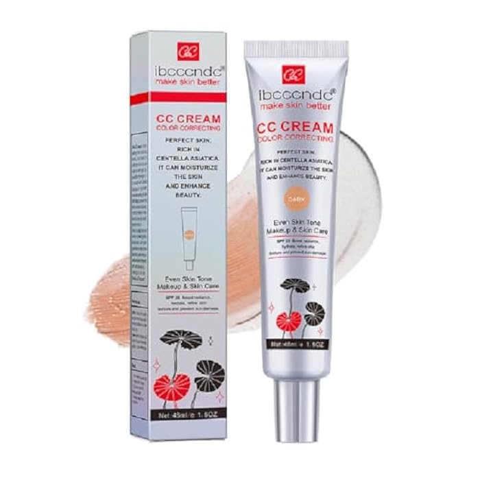 WFWJ كريم تصحيح اللون CC مع SPF 25، أساس تغطية كاملة، سيروم مرطب، تحسين نسيج البشرة، تجنب أضرار الشمس (داكن، 45 مل) - Image 1