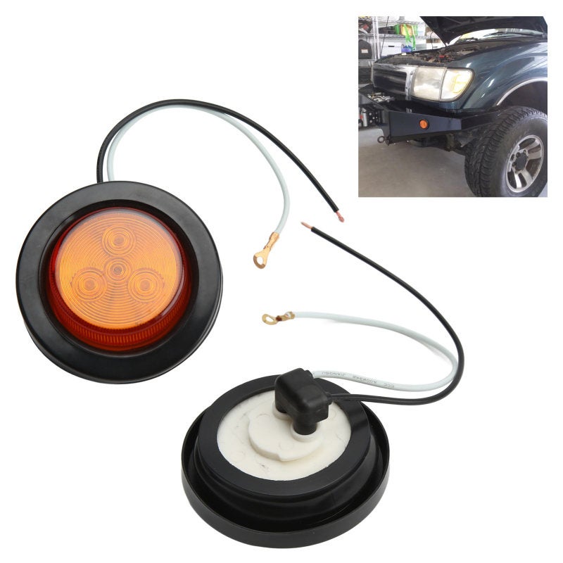 LED Trailer Light 2 Inch Yellow Round Waterproof - Multipurpose Universal Side Marker Lamp for DC10-30V Trucks Trailers UTV UTE Buses - Image 5