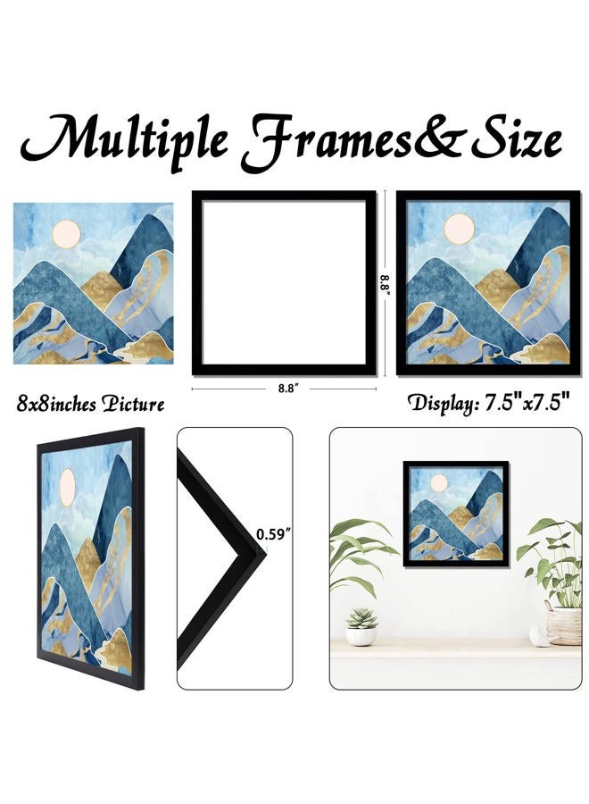 keibiubu Black Picture Frame, 8x8 Picture Frame for Square Photo Poster Canvas Certificate Document Display Horizontally or Vertically High Transparent Wall Gallery(Size 8 x 8 inches) - Image 3