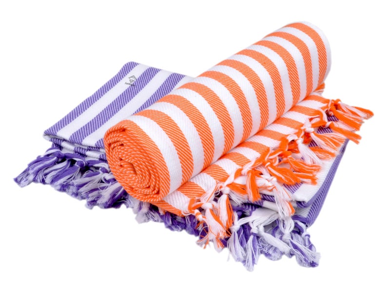 Sathiyas Supreme Turkish 480 GSM Cotton Bath Towel (2.5 x 5 ft, Multicolour) -Set of 2 - Image 1