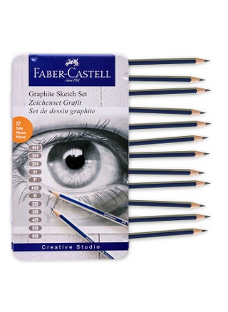 Faber-Castell Graphite Pencils Drawing Set: 12 Art Pencils for Sketching (4H, 3H, 2H, H, F, HB, B, 2B, 3B, 4B, 5B, and 6B), Shading Pencils for Drawing and Sketching, Graphite Drawing Kit - pzsku/ZF5B39C557091CB6FBDE0Z/45/_/1736426006/f77e5be4-9148-442f-9474-e69fd4efb99b