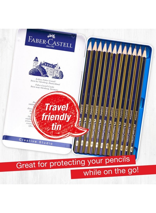FABER-CASTELL - Faber-Castell Graphite Pencils Drawing Set: 12 Art Pencils for Sketching (4H, 3H, 2H, H, F, HB, B, 2B, 3B, 4B, 5B, and 6B), Shading Pencils for Drawing and Sketching, Graphite Drawing Kit - Image 1