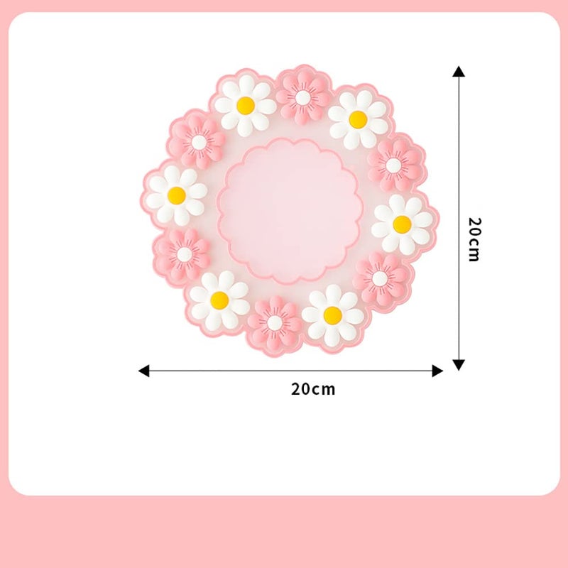 P Plus Fire Silicone Flower Shape Heat Resistant Trivets Pot Holder Mats Cup Potholders (Pink, Set of 6, Big Size) - Image 2