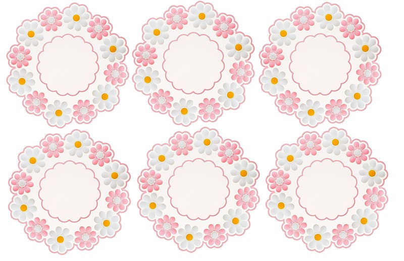 P Plus Fire Silicone Flower Shape Heat Resistant Trivets Pot Holder Mats Cup Potholders (Pink, Set of 6, Big Size) - Image 1