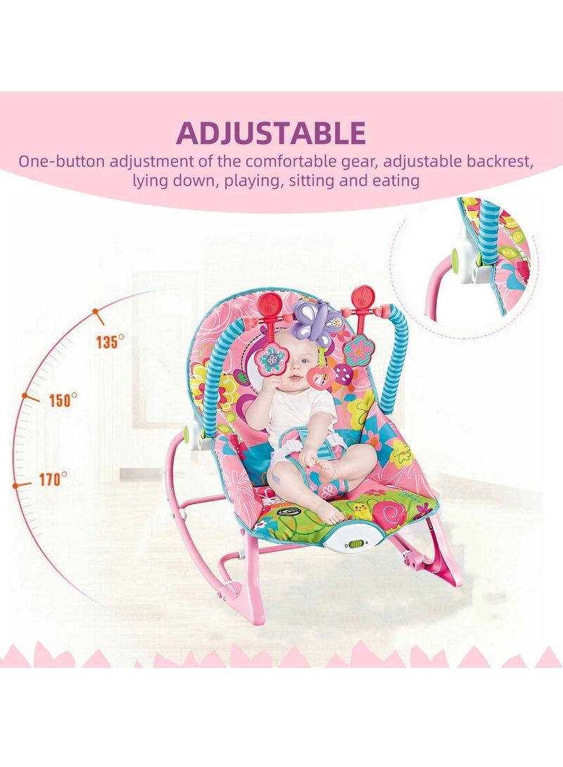 Kiko Baby Rocker Chair - Comfortable & Soothing Bouncer for Newborns. Multi-Position Recline, Vibrations, Removable Toys. Portable Design-Rose Pink Color - Image 4