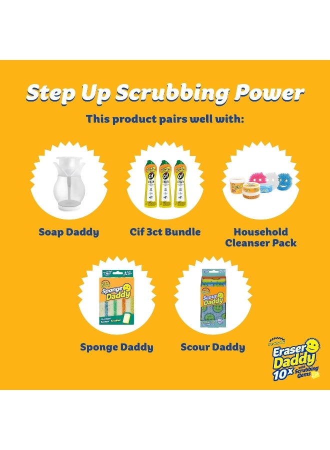 Scrub Daddy Eraser Daddy Sheets - 10x More Durable Than Traditional Erasers with Scrubbing Gems - Removes Dirt, Scuffs & Stains - Water Activated Sponge Eraser Sheets (6 Pack) - Image 4