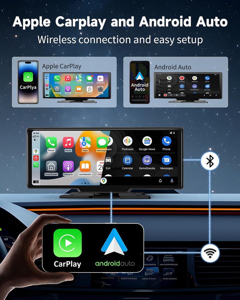 kuayvan Largest 11.5"Wireless Apple CarPlay Screen for Carâ€“Portable Carplay & Android Auto Touchscreen Car Stereo with App Control, 4K Dash Cam, Backup Camera, GPS, Mirror Link, Voice Control,for All Vehicles - Image 2