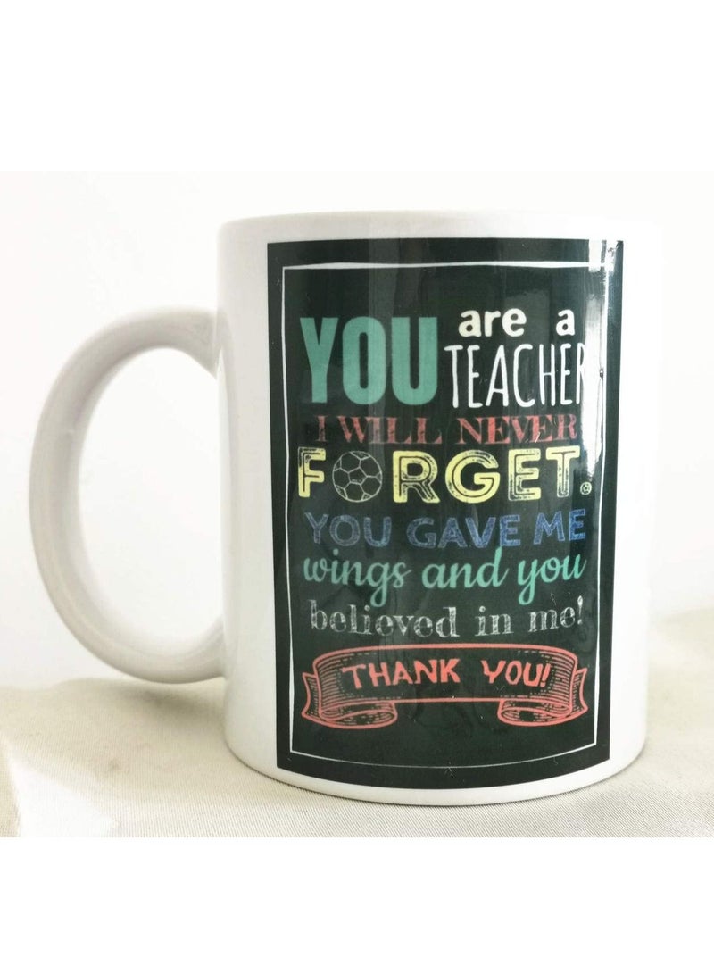 جفتكس 11oz ceramic coffee mug,"Thank you teacher" mug, Gift mug for teacher - Image 1