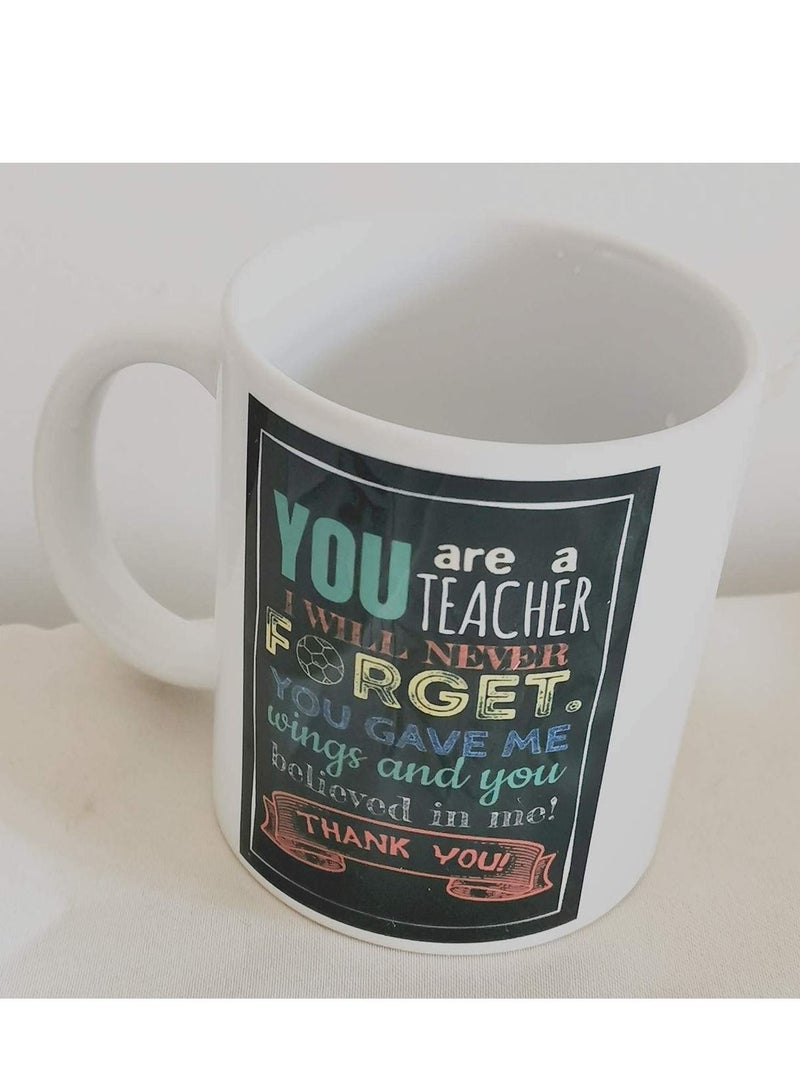 جفتكس 11oz ceramic coffee mug,"Thank you teacher" mug, Gift mug for teacher - Image 2