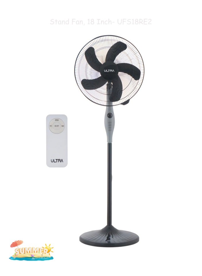 Ultra Ultra Stand Fan with Remote – 18" – 85W – Black & Grey – Model UFS18RE2 - Image 1
