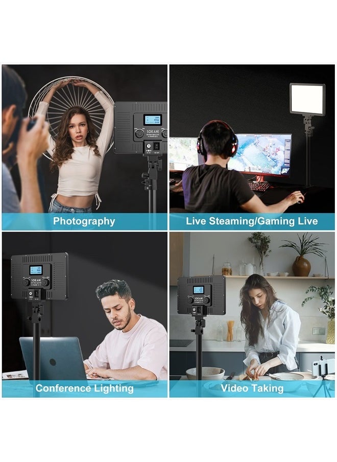 P25 Key Light, Professional Studio 12.6" 2500 Lumens 25W LED Panel Video Light, Color Adjustable, Remote Controller, Light for Streaming, Record Videos, Zoom Meetings, Metal Desk Mount Stand