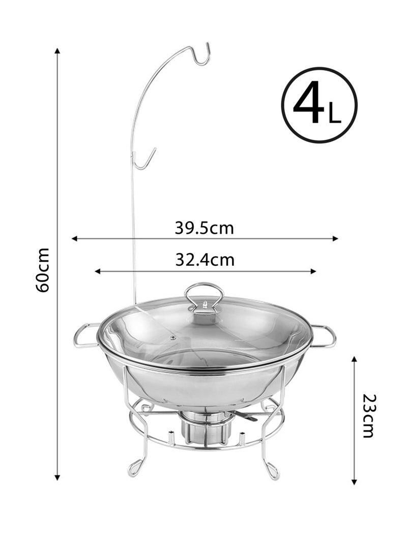 Jourvent Food Warmer With Stand And Burner Silver Round Stainless Steel  - Image 4
