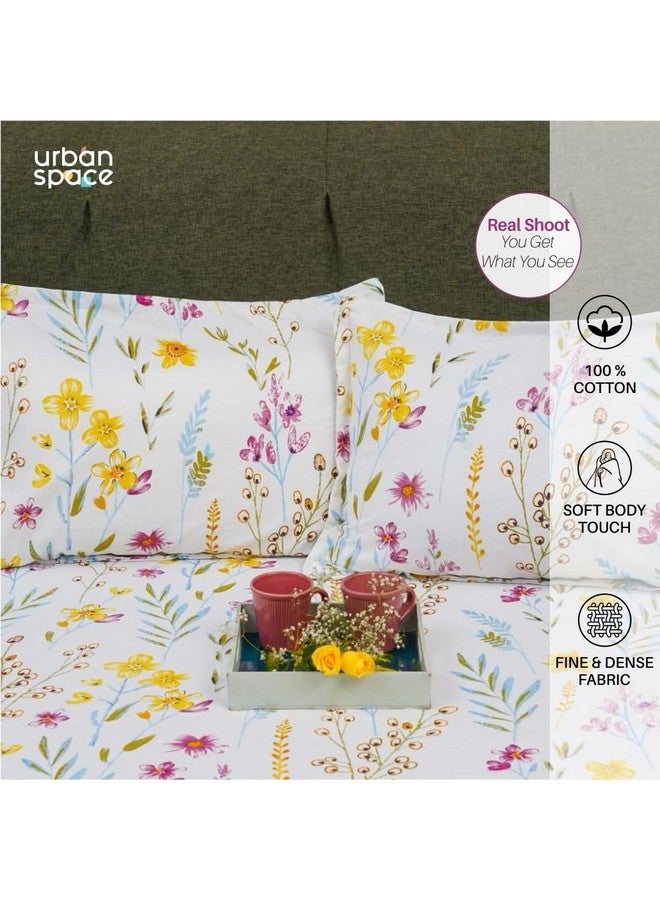 Urban Space ملاءة سرير قطن 100% بتصميم حضري سيري 200 TC لسرير مزدوج، ملاءة سرير بحجم كوين، ملاءة سرير مزدوجة قطن مع 2 غطاء وسادة (الحجم 88 x 100 بوصة، فرنسا - أصفر) - Image 5