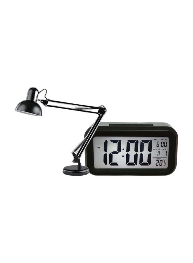 Metal Desk Lamp Desk Lamp & Luminous Digital Alarm Clock Black/Grey 13.5x7.5x4.5cm Bundle - Image 1