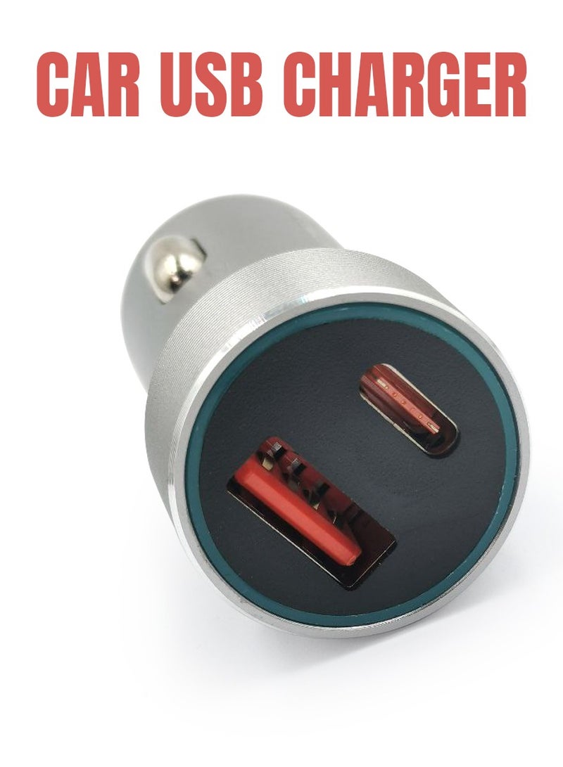 شاحن سيارة بمنفذ مزدوج للأجهزة الحديثة، شاحن سيارة PD، شاحن سيارة متنقل، شاحن سيارة USB مزدوج، جهاز واجهة USB A ونوع C - Image 1