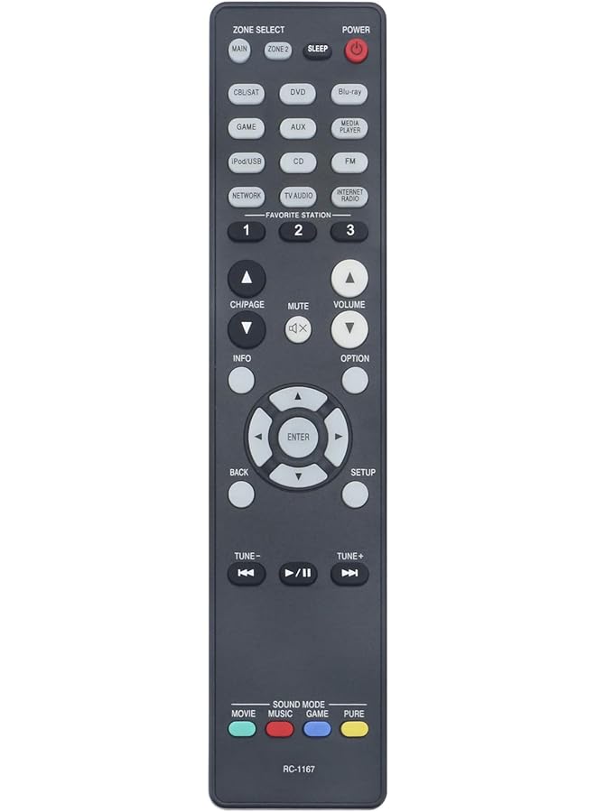 The Bros RC-1167 Replaced Remote Control Fit for Denon AV Receiver System AVR-2113CI AVR-1913 AVR-2113 AVR-2313 AVR2113 AVR-2313CI - Image 1