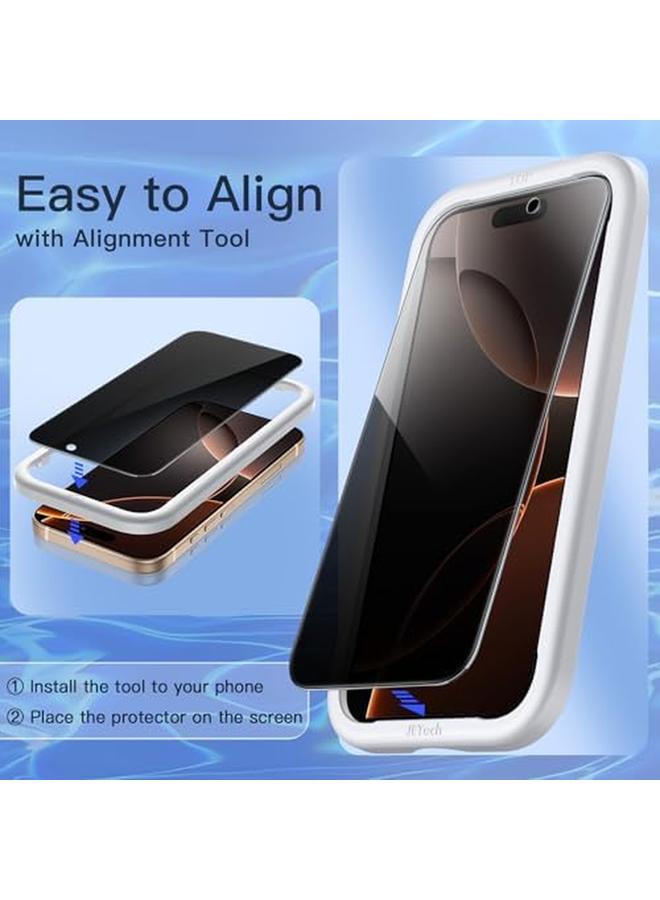 Jetech Privacy Screen Protector For Iphone 16 Pro Max 6.9 Inch With Camera Lens Protector Anti Spy Tempered Glass Film Easy Installation Tool 2 Pack Each - Image 2