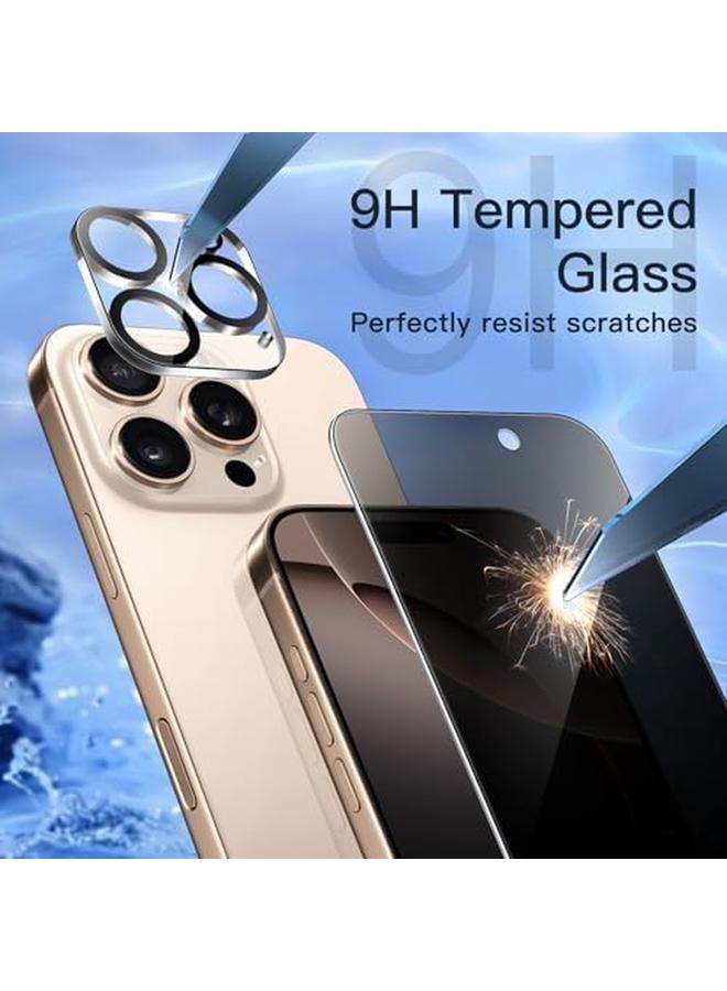 Jetech Privacy Screen Protector For Iphone 16 Pro Max 6.9 Inch With Camera Lens Protector Anti Spy Tempered Glass Film Easy Installation Tool 2 Pack Each - Image 3