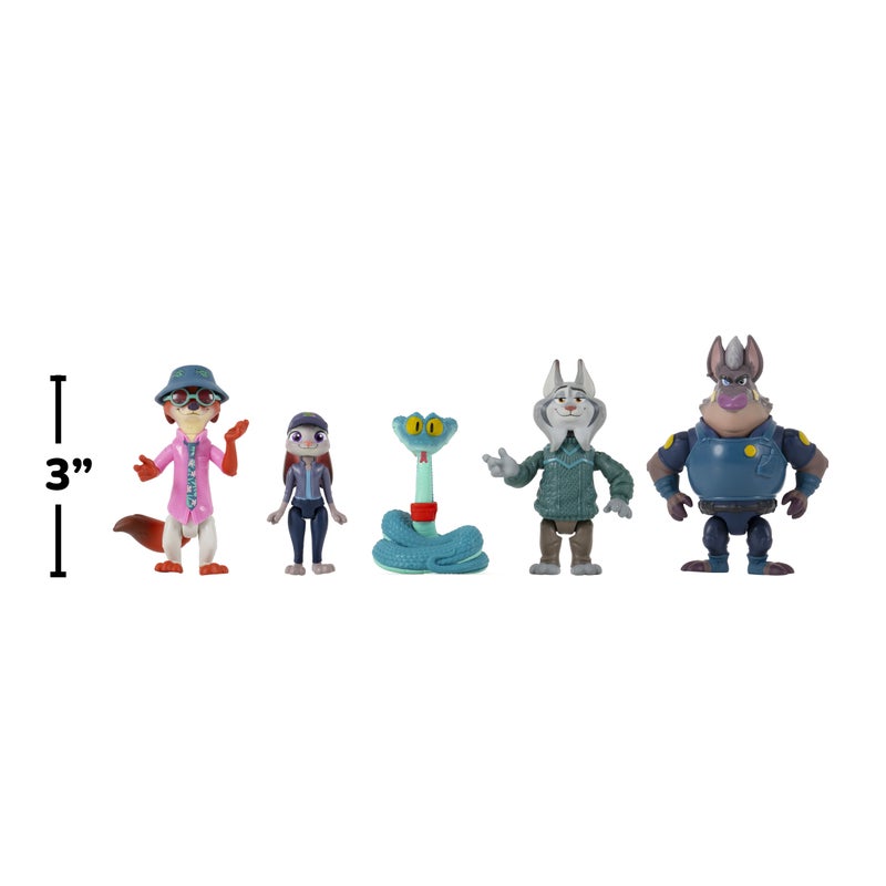 Disney Zootropolis 2 Adventure Collectible Figure 3-Inches 5-in-1 Pack | Nick Wilde, Judy Hopps, Gary De Snake, HoggBottom, Pawbert Lynxley | Zootopia 2 Mystery Tails Collection | Character Figure | Gift for Kids and Collectors! - Image 2