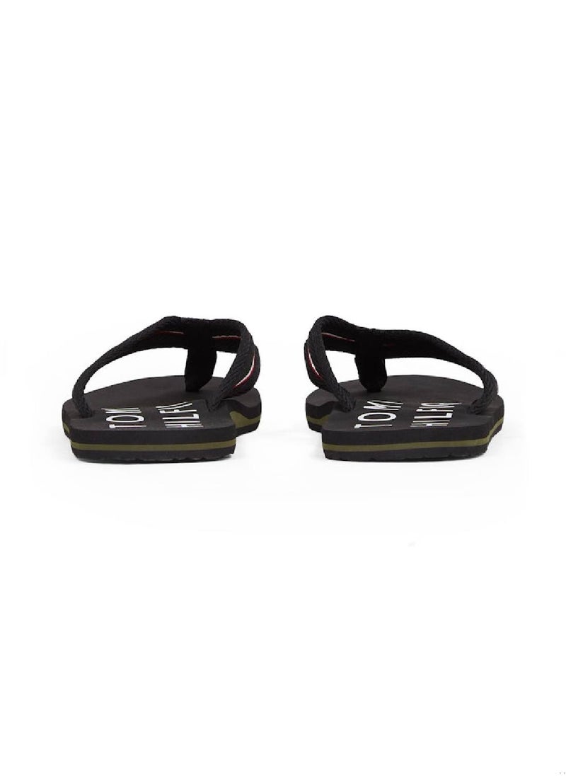 TOMMY HILFIGER Men's Web Beach Sandals - Polyester, Black  - Image 3