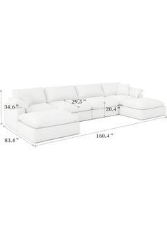 Poppins Home Luxury Modular Sectional Sofa with Chaise  Ultra-Comfy Cloud Couch for Living Room (4 Seater + 2 Ottomans)  - Image 2