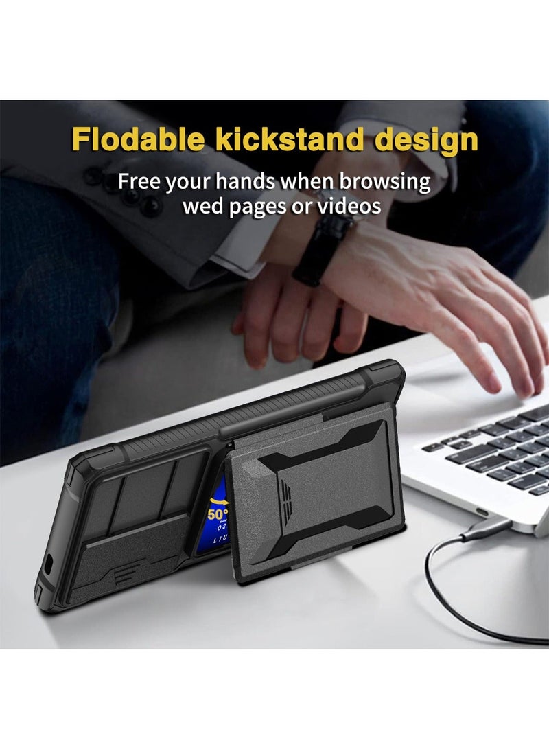 X-level غطاء هاتف سامسونج جالاكسي S24 ألترا مع حافظة بطاقة محفظة ودعامة مضادة للسقوط ومقاومة للماء وإحساس مريح باللمس ودعم الشحن اللاسلكي وحامي عدسة الكاميرا وملحقات غلاف الهاتف - Image 5