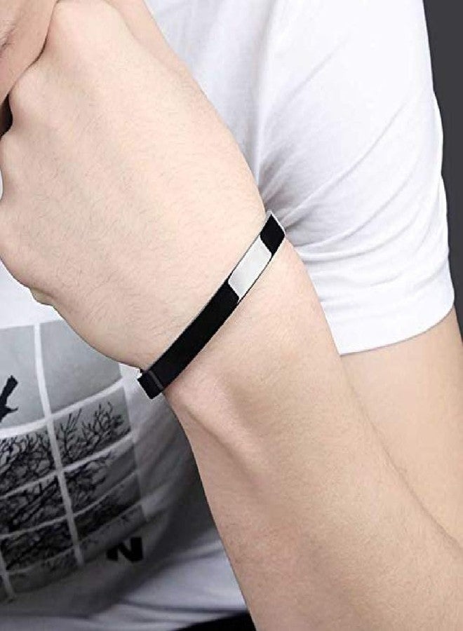 IGA COLLECTION Stainless Steel Titanium Kada with Elegant Design for Men & Women Comfortable Party & Everyday wear Trendy Glossy Finish Armlet/Kada(IC - Black bracelet/Kada(M3)) - Image 4