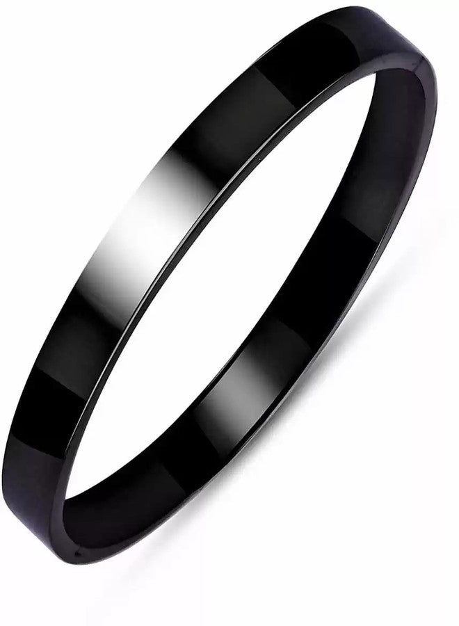 IGA COLLECTION Stainless Steel Titanium Kada with Elegant Design for Men & Women Comfortable Party & Everyday wear Trendy Glossy Finish Armlet/Kada(IC - Black bracelet/Kada(M3)) - Image 1