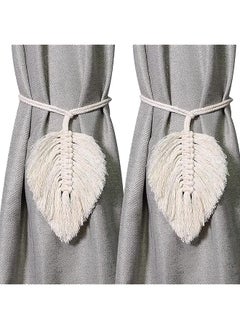 The Bros 2 Pcs Curtain Tiebacks Handmade Holdbacks, Farmhouse Curtain Tie Back Holder by Hand-Woven Cotton Rope for Window Sheer Drapes Indoor Outdoor  - Image 1