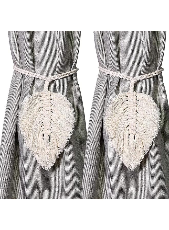 The Bros 2 Pcs Curtain Tiebacks Handmade Holdbacks, Farmhouse Curtain Tie Back Holder by Hand-Woven Cotton Rope for Window Sheer Drapes Indoor Outdoor  - Image 1