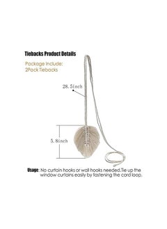 The Bros 2 Pcs Curtain Tiebacks Handmade Holdbacks, Farmhouse Curtain Tie Back Holder by Hand-Woven Cotton Rope for Window Sheer Drapes Indoor Outdoor  - Image 2