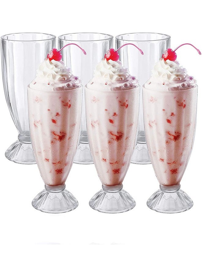 Cedilis Cedilis 6 Pack Milkshake Glass with 6 Long Metal Spoons,Old Fashioned Soda Glasses, Fountain Classic Glass for Ice Cream, Clear, 12oz  - Image 1