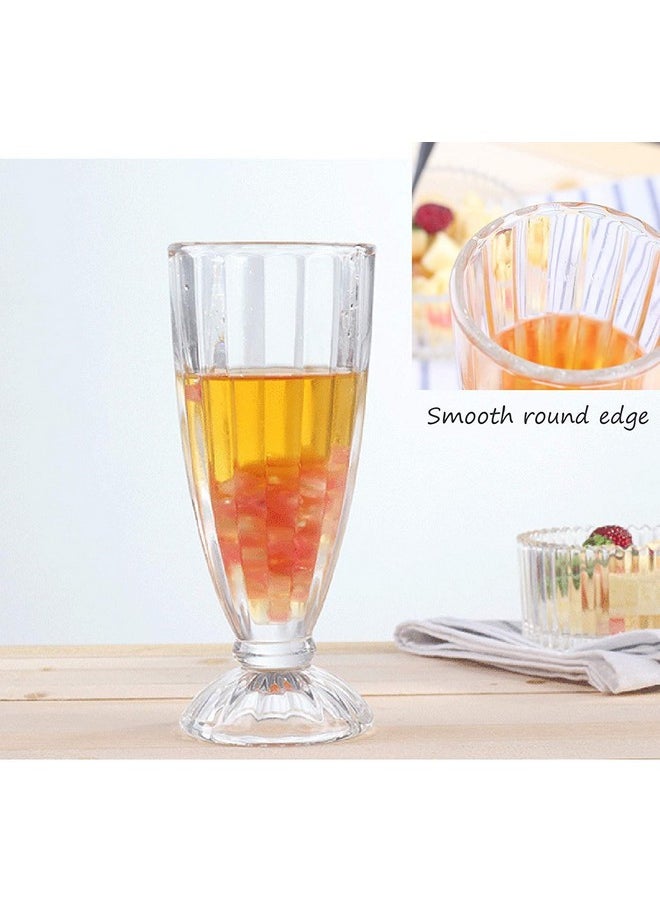 Cedilis Cedilis 6 Pack Milkshake Glass with 6 Long Metal Spoons,Old Fashioned Soda Glasses, Fountain Classic Glass for Ice Cream, Clear, 12oz  - Image 3