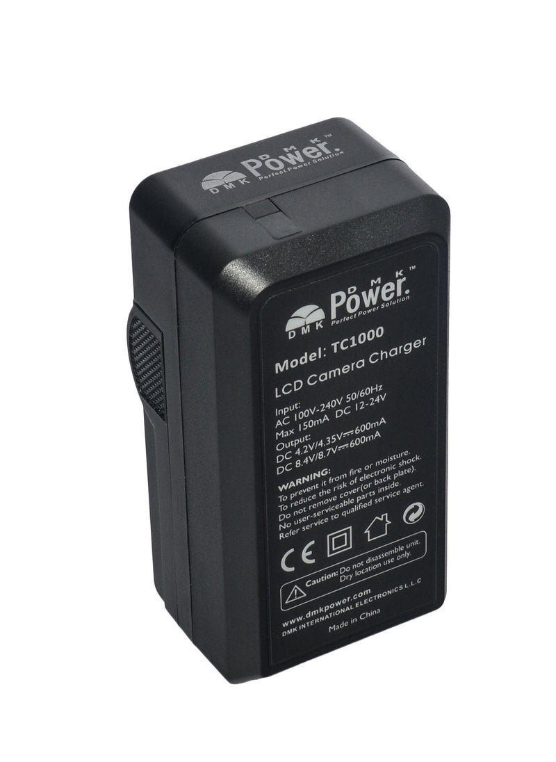 DMK Power 2 x NP-BN1 800mAh Rechargeable Battery and TC1000 LCD Charger Compatible with Sony DSC-QX10, DSC-QX30, DSC-QX100, DSC-TX100V, DSC-TX200V,...
