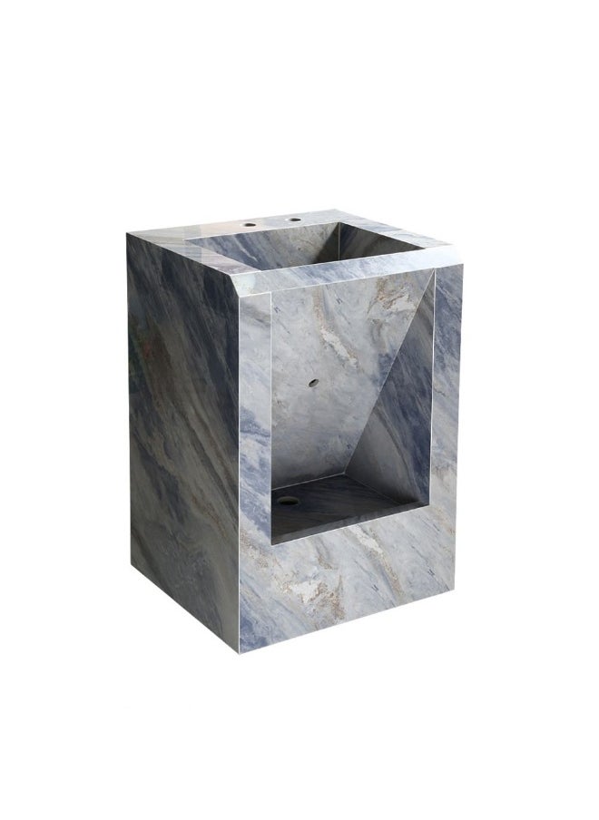 DANUBE HOME Milano Basin 2 In One W/Accessories (Washing Hand & Feet) 650 Blue And Grey | Porcelain Wall Hung | Wall Mounted Wash Basin Lavatory Sink For Toilet Bathroom - Blue&Grey  - Image 2