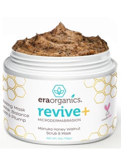 Era Organics Era Organics Microdermabrasion Facial Scrub  Face Exfoliator  Spa Quality Exfoliating Mask with Manuka Honey Plus Walnut for Blackheads Buildup Wrinkles 4oz 