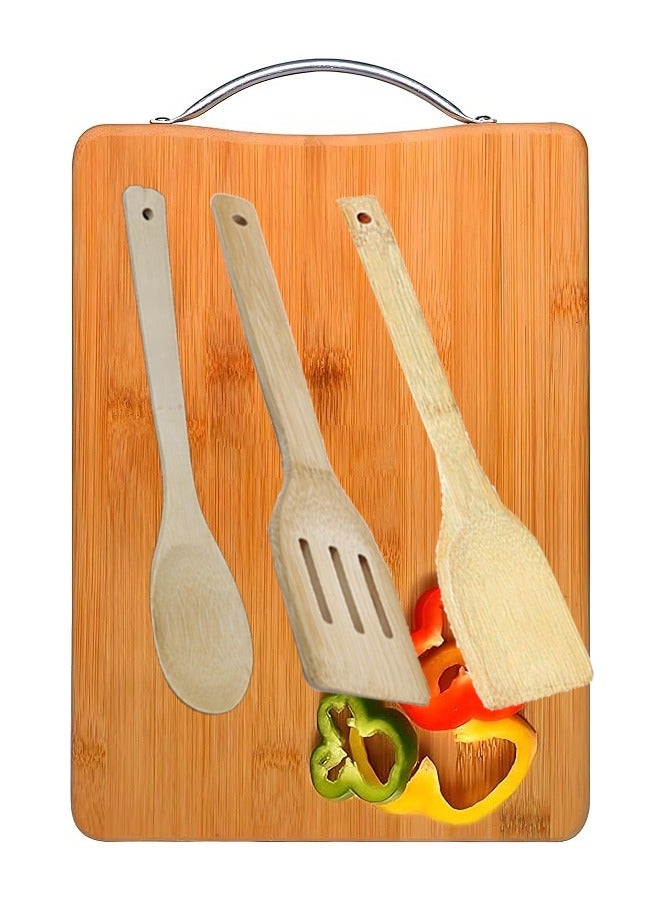 إن كي أكس لوح تقطيع خشبي لوح تقطيع للمطبخ مع ملعقة - Image 1
