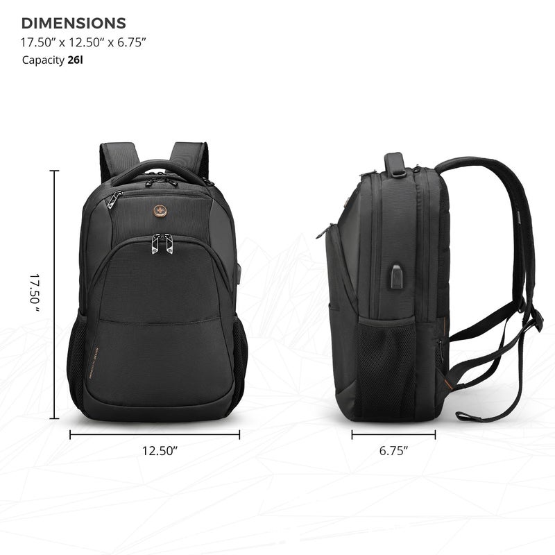 Swissdigital Design Travel Laptop Backpack, Laptops Backpack with USB Charging Port for Men Women Fits 16 Inch Notebook, Black | SD1670-01 - Image 4
