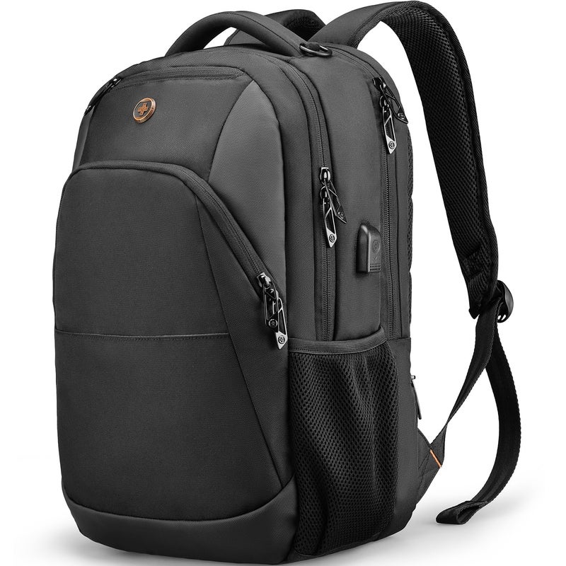 Swissdigital Design Travel Laptop Backpack, Laptops Backpack with USB Charging Port for Men Women Fits 16 Inch Notebook, Black | SD1670-01 - Image 1