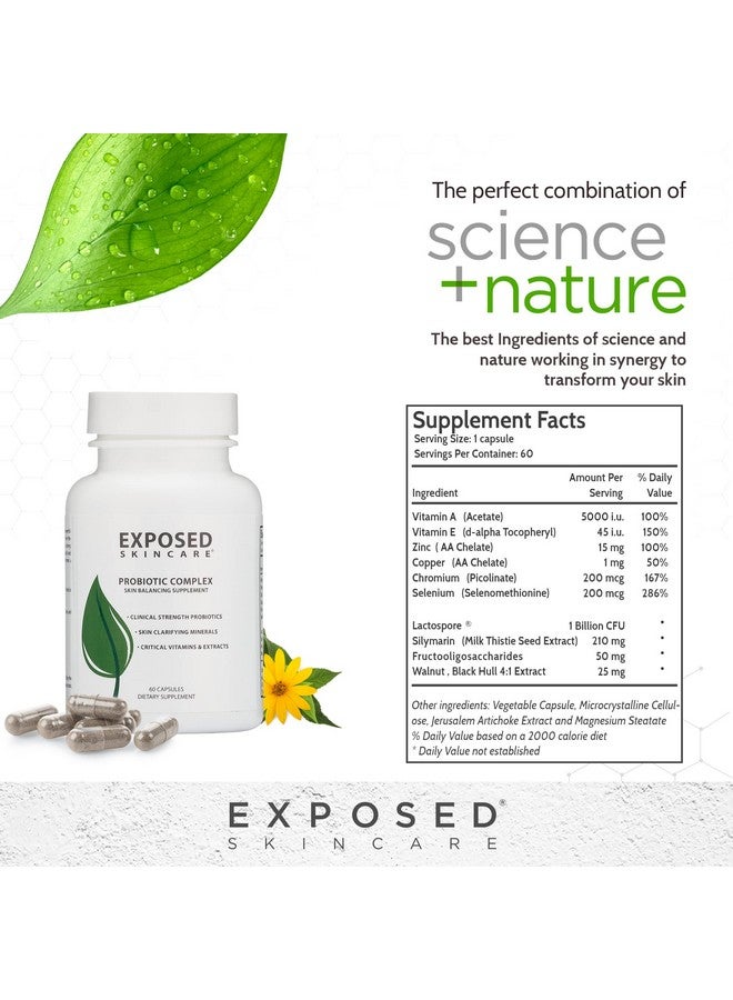 Exposed Skin Care Probiotic Complex Skin Balancing Dietary Supplements Assist Your Skin Care Routine With A Healthy Immune System 60 Ct Capsules - Image 3