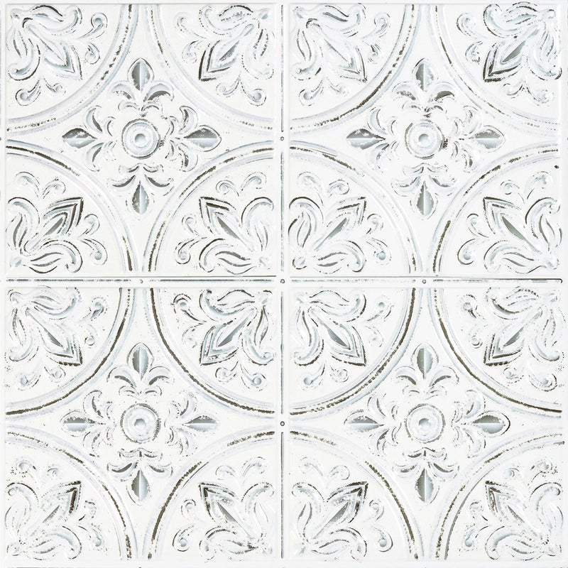 RoomMates TIL4623FLT StickTiles White Tin Peel and Stick Tile Backsplash, 10.5 inch x 10.5 inch, 4 Count (Pack of 1) - Image 3