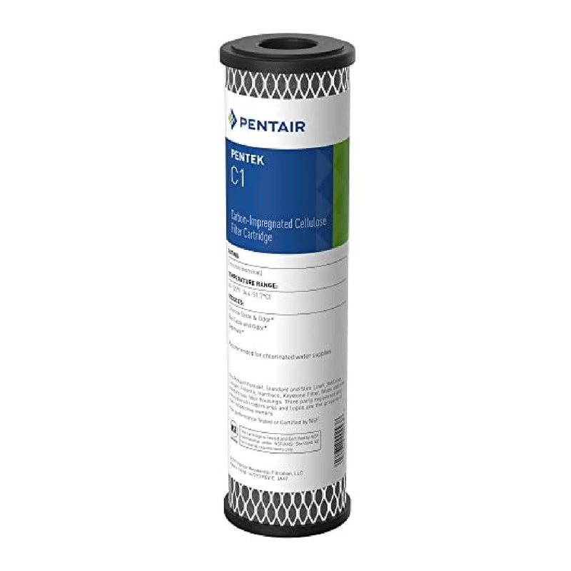 Pentek Pentair Pentek C1 Carbon Water Filter, 10-Inch, Under Sink Dual Purpose Powdered Activated Carbon-Impregnated Cellulose Replacement Cartridge, 10" x 2.5", 5 Micron, Black - Image 1