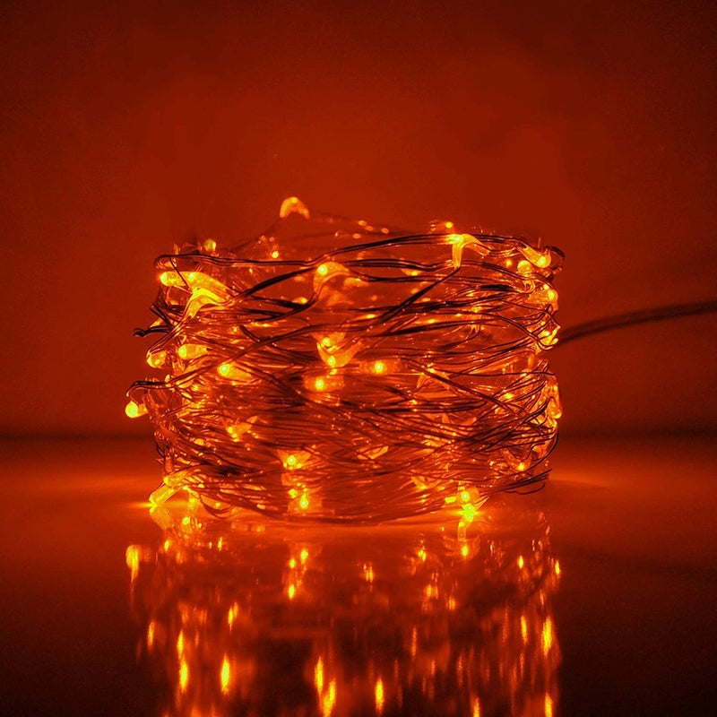 ANJAYLIA Orange String Lights Fairy Lights 10Ft 30 LEDs Twinkle Lights for Party, Halloween, Thanksgiving, Christmas Decoration - Image 1
